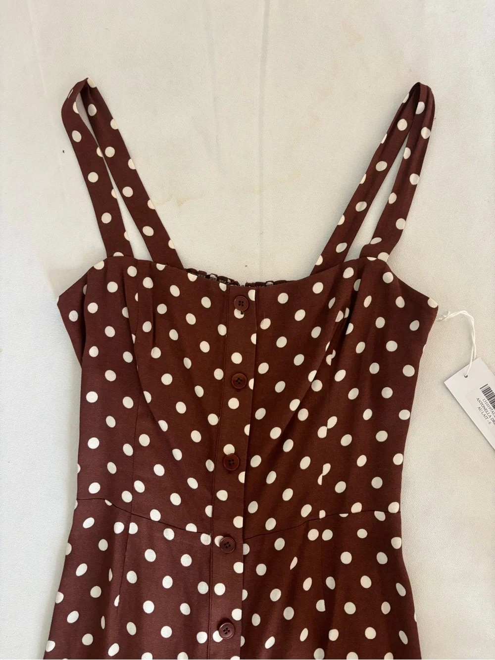 Reformation Brown and White Polka Dot Mini Dress - Picture 2 of 5